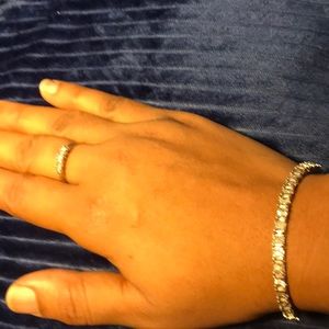 Princess cut diamond ring with tennis bracelet